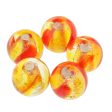 Maxbell Pack of 5PCS Two-Tone Color Silver Foil Round Glass Loose Beads For Jewelry Necklace Bracelet DIY Making 12mm Yellow Online Hot Sale