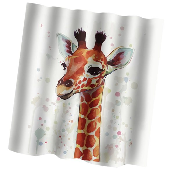 Maxbell Home Bathroom Bedroom Door Window Use Extra Long Fabric Bath Shower Giraffe Print Pattern Curtain With 12 Hooks #3 For Discount