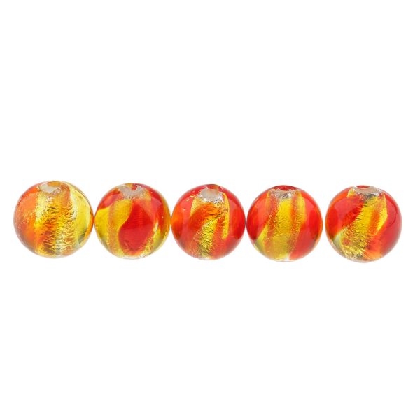 Maxbell Pack of 5PCS Two-Tone Color Silver Foil Round Glass Loose Beads For Jewelry Necklace Bracelet DIY Making 12mm Yellow Online Hot Sale